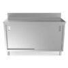 Prepline 24"D x 60"L Stainless Steel Enclosed Base Work Table with Sliding Doors and 5" Backsplash