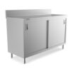 Prepline 24"D x 60"L Stainless Steel Enclosed Base Work Table with Sliding Doors and 5" Backsplash