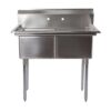 Prepline 42" Stainless Steel Two Compartment Commercial Sink - 18" x 18" Bowls