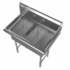 Prepline 33" Stainless Steel Two Compartment Commercial Sink - 14" x 16" Bowls