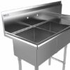 Prepline 33" Stainless Steel Two Compartment Commercial Sink - 14" x 16" Bowls