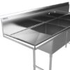 Prepline 74" Stainless Steel 3 Compartment Commercial Sink with Left Drainboard - 18" x 18" Bowls