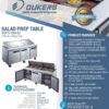 DSP72-30M-S3 3-Door Commercial Food Prep Table Refrigerator in Stainless Steel with Mega Top