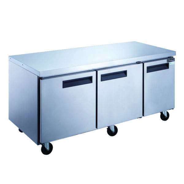 DUC72F 3-Door Undercounter Commercial Freezer in Stainless Steel