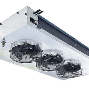 Model # EVTWC120     Center Mount unit coolers are made for walk-in coolers where space is tight up top — perfect for beer caves. They sit flush against the ceiling, giving you more room for storage. Thanks to their unique defrost system, they help keep temperatures steady, cut down on energy costs, and reduce food waste. These coolers also push air in two directions for even cooling, are easy to service, work with different refrigerants.     Standard Features     Extra low height — Mounts flush to ceiling  Two-way air flow for even air circulation and consistent temperature High efficiency fan guard design and deep draw venturi provide optimal air flow Sloped housing for efficient condensate draining Unique design allows for service in confined spaces    Note: Expansion valve and solenoid valve are not included.   Specifications British thermal unit (Btu/H): 12,000 Cubic Foot per Minute ( CFM ): 1.460 Quantity, Fan Motors: 2 Length ( inches ): 61 Width ( inches ): 29-1/2 Height ( inches ): 7  SUCTION TUBE:7/8", CONNECT TO EXPAN.VALVE:1/2"